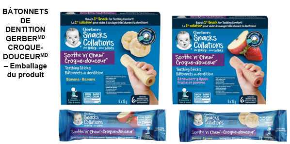  BÂTONNETS DE DENTITION GERBERMD CROQUE-DOUCEURMD – Emballage du produit