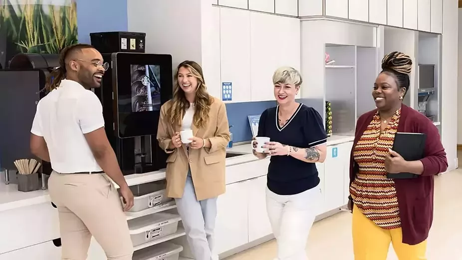 employees having coffee break  