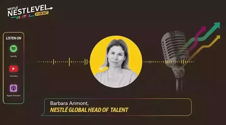 Nestlé's head of talent participating in a professional interview setting, discussing recruitment strategies and company culture.