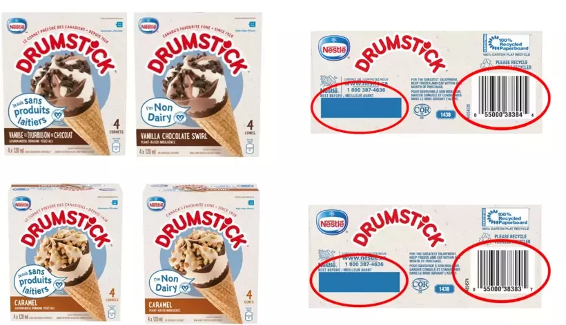Drumstick Non-Dairy Frozen Dessert Front of Label and Back of Label