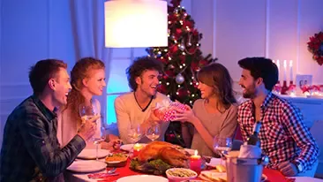 friends eating dinner together